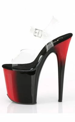 Pleaser Pole Shoes FLAMINGO-808BR Clear/Red-Black Heels 9 Pleaser Pole Shoes FLAMINGO-808BR Clear/Red-Black Heels