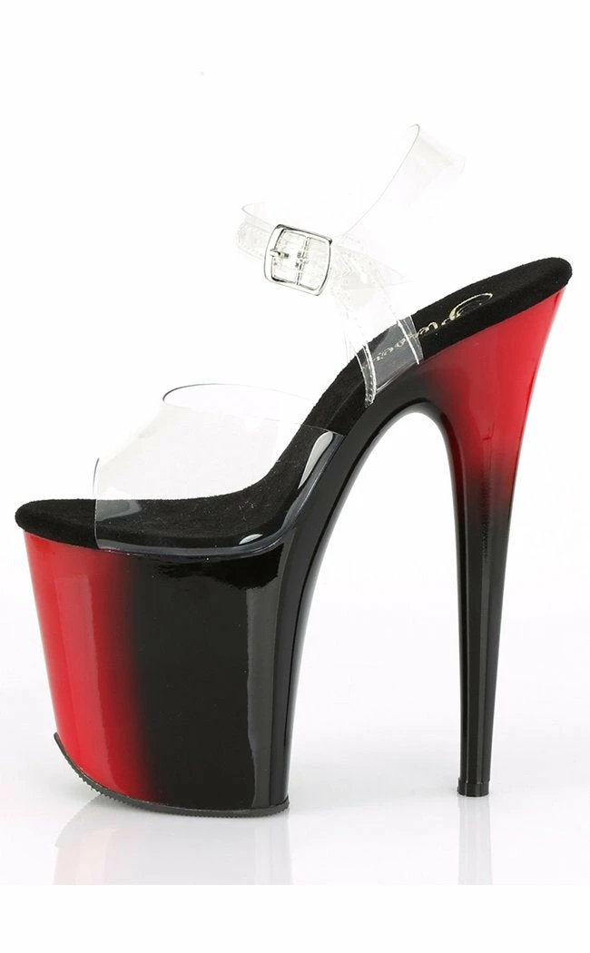 Pleaser Pole Shoes FLAMINGO-808BR Clear/Red-Black Heels 5 Pleaser Pole Shoes FLAMINGO-808BR Clear/Red-Black Heels