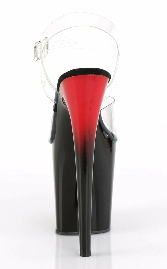 Pleaser Pole Shoes FLAMINGO-808BR Clear/Red-Black Heels 6 Pleaser Pole Shoes FLAMINGO-808BR Clear/Red-Black Heels
