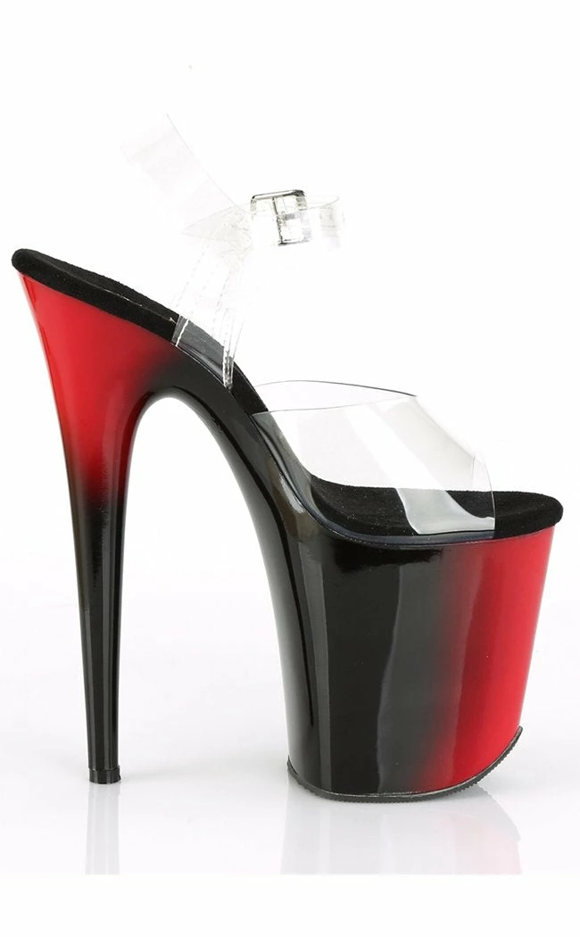 Pleaser Pole Shoes FLAMINGO-808BR Clear/Red-Black Heels 7 Pleaser Pole Shoes FLAMINGO-808BR Clear/Red-Black Heels