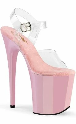 Pleaser FLAMINGO-808C Clear/Baby Pink Heels
