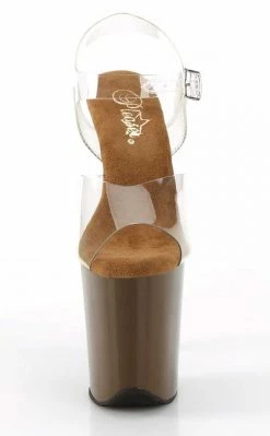 Pleaser FLAMINGO-808C Clear/Mocha Heels