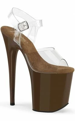 Pleaser FLAMINGO-808C Clear/Mocha Heels