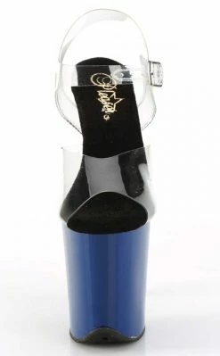 Pleaser Pole Shoes FLAMINGO-808C Clear/Royal Blue Heels