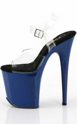 Pleaser Pole Shoes FLAMINGO-808C Clear/Royal Blue Heels 9 Pleaser Pole Shoes FLAMINGO-808C Clear/Royal Blue Heels