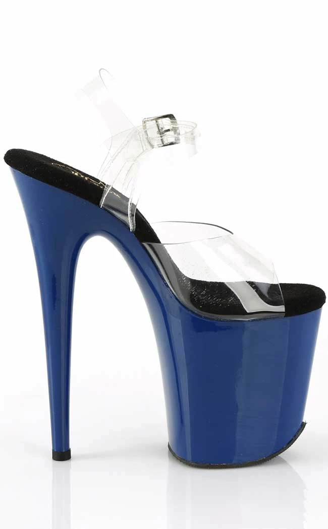 Pleaser Pole Shoes FLAMINGO-808C Clear/Royal Blue Heels 7 Pleaser Pole Shoes FLAMINGO-808C Clear/Royal Blue Heels