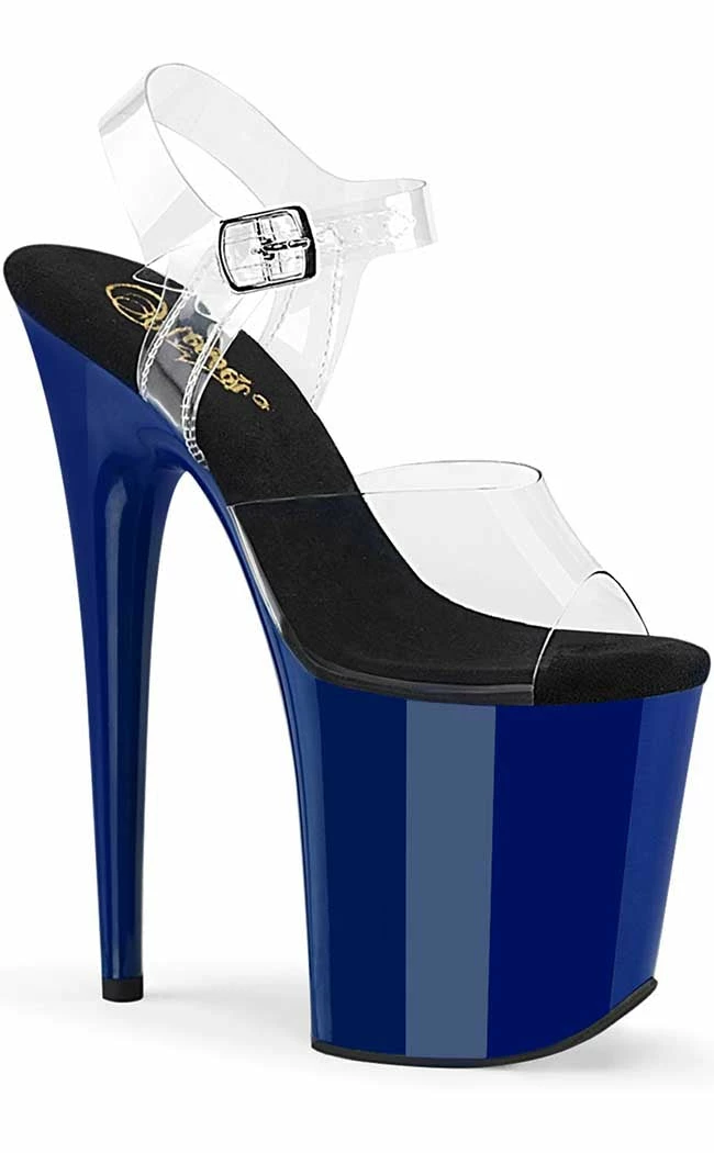 Pleaser Pole Shoes FLAMINGO-808C Clear/Royal Blue Heels 3 Pleaser Pole Shoes FLAMINGO-808C Clear/Royal Blue Heels
