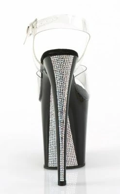 Pleaser FLAMINGO-808CRS-2 Clear/Black & Silver Rhinestone Heels Pole Shoes 10 Pleaser FLAMINGO-808CRS-2 Clear/Black & Silver Rhinestone Heels Pole Shoes
