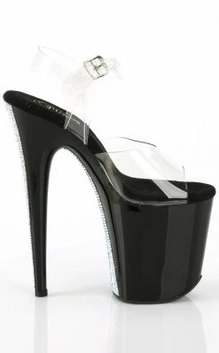 Pleaser FLAMINGO-808CRS-2 Clear/Black & Silver Rhinestone Heels Pole Shoes 11 Pleaser FLAMINGO-808CRS-2 Clear/Black & Silver Rhinestone Heels Pole Shoes