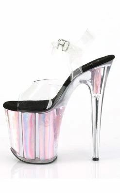 Pleaser Pole Shoes FLAMINGO-808HGI Baby Pink Hologram Heels