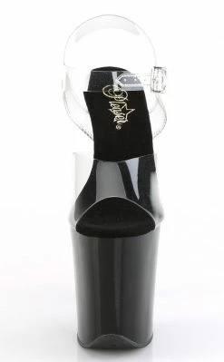 Pleaser FLAMINGO-808LS Clear & Black Rhinestone Heels Pole Shoes