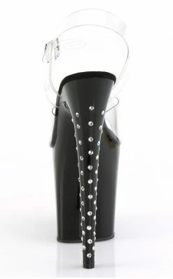 Pleaser FLAMINGO-808LS Clear & Black Rhinestone Heels Pole Shoes