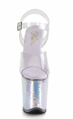 Pleaser FLAMINGO-808MC Mermaid Scale Silver Iridescent Heels Pole Shoes