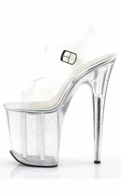 Pleaser FLAMINGO-808MMG Clear Glitter Heels