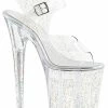 Pleaser FLAMINGO-808MMG Clear Glitter Heels