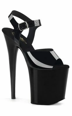 Pleaser FLAMINGO-808N Jelly-like High Heels In Black Pole Shoes