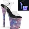 Pleaser FLAMINGO-808REFL Galaxy Reflective UV Glow Heels Pole Shoes
