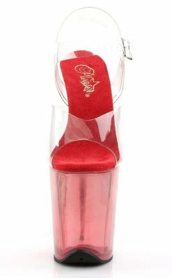 Pleaser FLAMINGO-808T Clear & Red Tinted Heels Pole Shoes