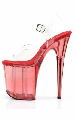 Pleaser FLAMINGO-808T Clear & Red Tinted Heels Pole Shoes