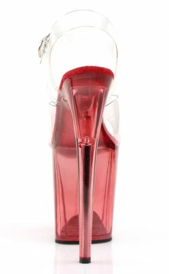 Pleaser FLAMINGO-808T Clear & Red Tinted Heels Pole Shoes