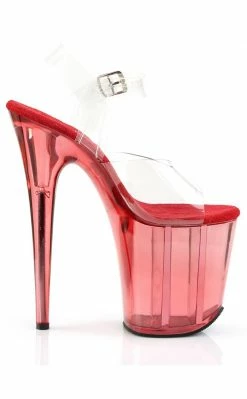 Pleaser FLAMINGO-808T Clear & Red Tinted Heels Pole Shoes