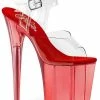 Pleaser FLAMINGO-808T Clear & Red Tinted Heels Pole Shoes