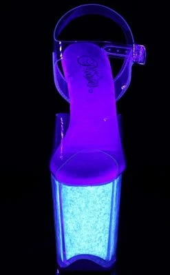 Pleaser FLAMINGO-808UVG Clear/Neon Opal Glitter Heels Pole Shoes
