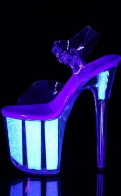 Pleaser FLAMINGO-808UVG Clear/Neon Opal Glitter Heels Pole Shoes
