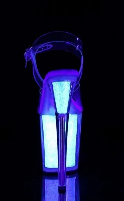 Pleaser FLAMINGO-808UVG Clear/Neon Opal Glitter Heels Pole Shoes