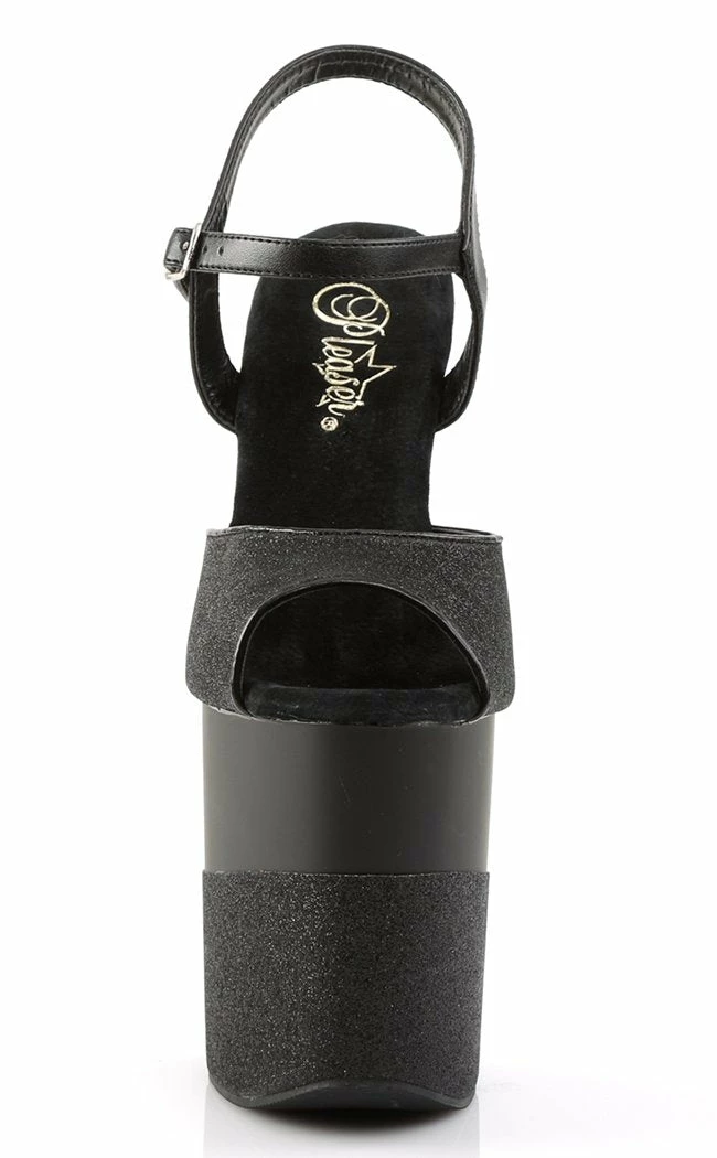 Pleaser FLAMINGO-809-2G Black Glitter Heels 4 Pleaser FLAMINGO-809-2G Black Glitter Heels