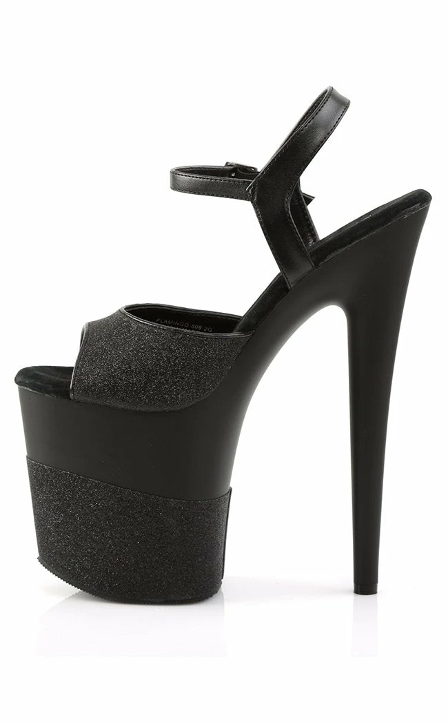 Pleaser FLAMINGO-809-2G Black Glitter Heels 5 Pleaser FLAMINGO-809-2G Black Glitter Heels