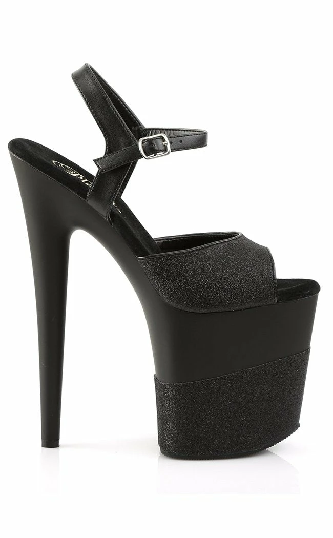 Pleaser FLAMINGO-809-2G Black Glitter Heels 7 Pleaser FLAMINGO-809-2G Black Glitter Heels