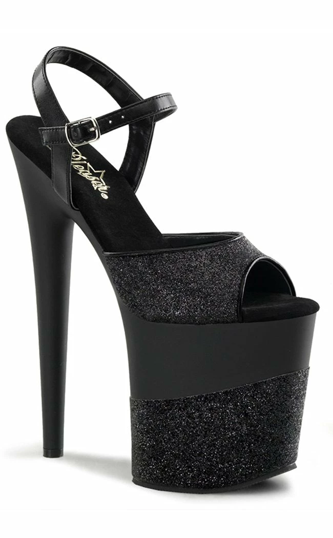 Pleaser FLAMINGO-809-2G Black Glitter Heels 3 Pleaser FLAMINGO-809-2G Black Glitter Heels
