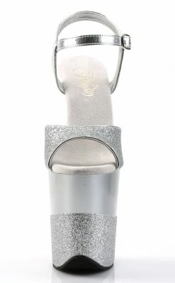 Pleaser FLAMINGO-809-2G Silver Gllitter Heels Pole Shoes