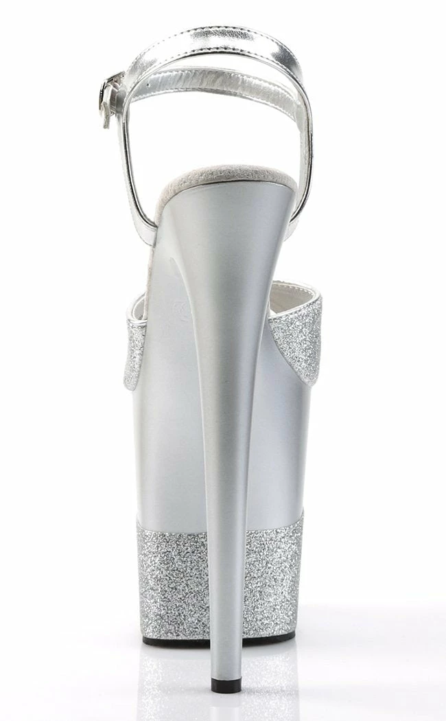Pleaser FLAMINGO-809-2G Silver Gllitter Heels Pole Shoes 6 Pleaser FLAMINGO-809-2G Silver Gllitter Heels Pole Shoes