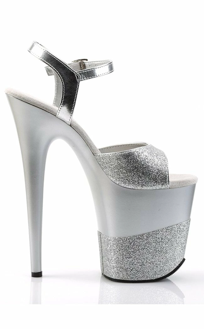 Pleaser FLAMINGO-809-2G Silver Gllitter Heels Pole Shoes 7 Pleaser FLAMINGO-809-2G Silver Gllitter Heels Pole Shoes