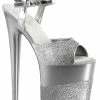 Pleaser FLAMINGO-809-2G Silver Gllitter Heels Pole Shoes