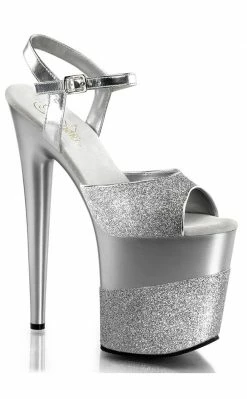 Pleaser FLAMINGO-809-2G Silver Gllitter Heels Pole Shoes