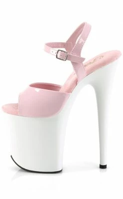 Pleaser FLAMINGO-809 Baby Pink/White Patent Heels