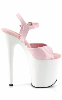 Pleaser FLAMINGO-809 Baby Pink/White Patent Heels