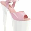 Pleaser FLAMINGO-809 Baby Pink/White Patent Heels 2 Pleaser FLAMINGO-809 Baby Pink/White Patent Heels