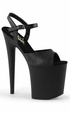 Pleaser Pole Shoes FLAMINGO-809 Black Faux Leather Heels