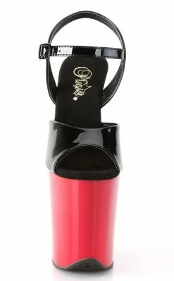 Pleaser FLAMINGO-809 Black Patent & Red Heels