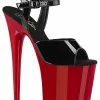Pleaser FLAMINGO-809 Black Patent & Red Heels