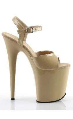 Pleaser FLAMINGO-809 Cream Patent Heels Pole Shoes 11 Pleaser FLAMINGO-809 Cream Patent Heels Pole Shoes