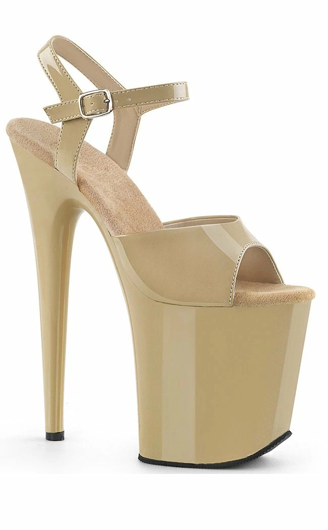 Pleaser FLAMINGO-809 Cream Patent Heels Pole Shoes 3 Pleaser FLAMINGO-809 Cream Patent Heels Pole Shoes