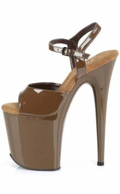 Pleaser Pole Shoes FLAMINGO-809 Mocha Patent Heels 9 Pleaser Pole Shoes FLAMINGO-809 Mocha Patent Heels