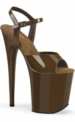 Pleaser Pole Shoes FLAMINGO-809 Mocha Patent Heels