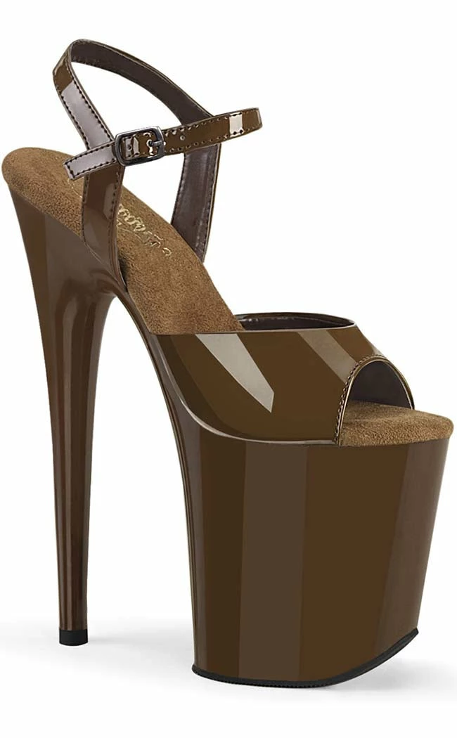 Pleaser Pole Shoes FLAMINGO-809 Mocha Patent Heels 3 Pleaser Pole Shoes FLAMINGO-809 Mocha Patent Heels