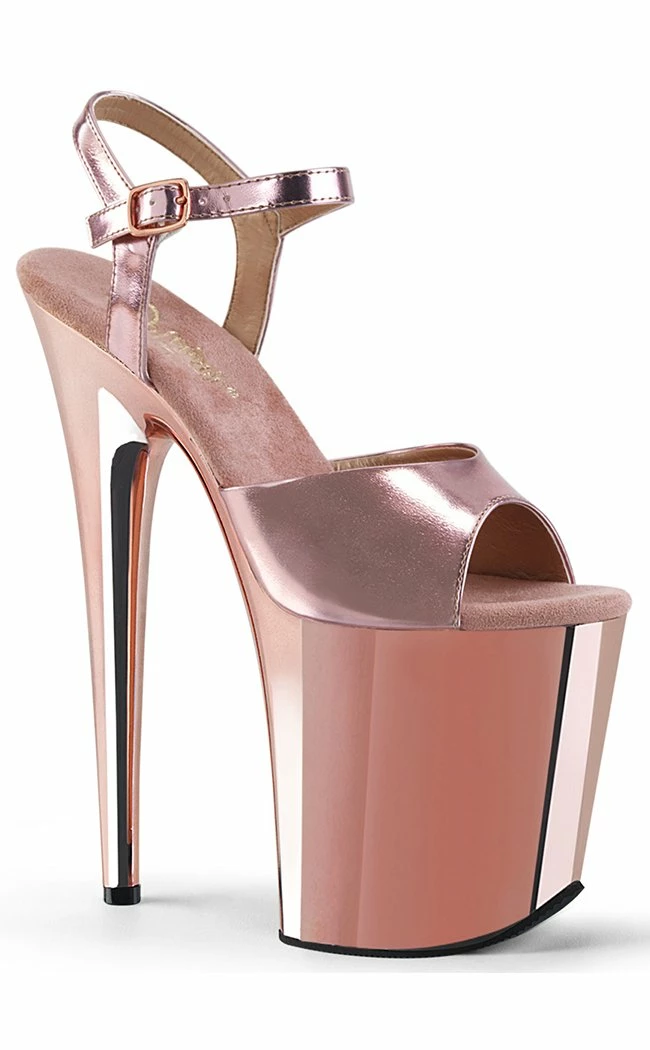 Pleaser FLAMINGO-809 Rose Gold Chrome Heels Pole Shoes 3 Pleaser FLAMINGO-809 Rose Gold Chrome Heels Pole Shoes